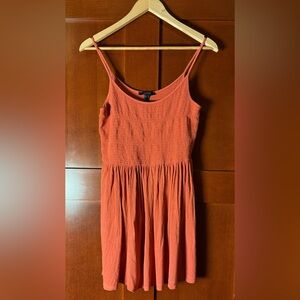 Forever 21 Deep Orange Smocked Sundress With Spaghetti Straps Size Large